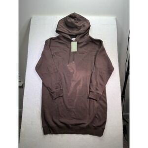 H&M Maternity Dress Size L Hoodie Dress LS Sweatshirt Brown NEW WITH TAGS‎